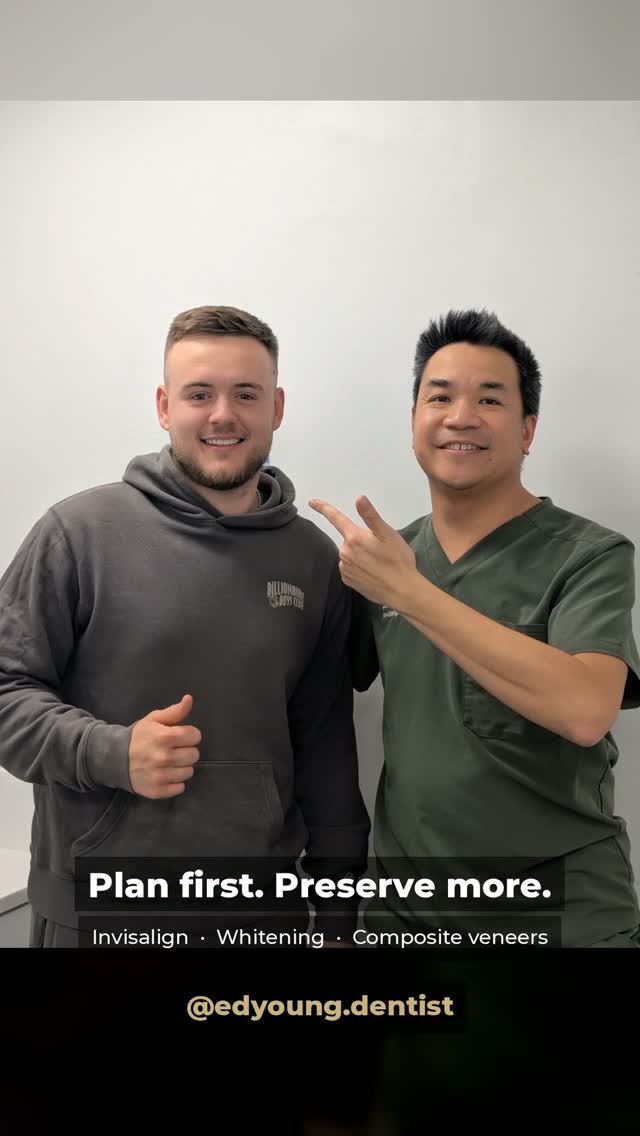 Dr Ed Young with a patient — Plan first. Preserve more. Invisalign, whitening and composite veneers